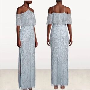 Aidan Mattox Elegant Silver Evening Gown Sz 18